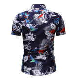 Men Short Sleeve Hawaiian Printed Casual Loose Shirts Beach Holiday Button Tops
