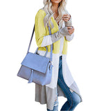 Ladies Retro Vintage Sweater Open Front Long Sleeve Classic Knit Cardigan Outwear Coat