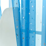 Stars Printed Tulle Sheer Curtain Transparent Window Drapes Voile Valance Decor