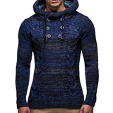 Men Fashion Knitted Tops Pullover Hoodies Long Sleeve Turtleneck Hooded Sweater