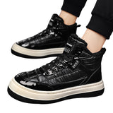 Mens Solid Color Ankle Boot Flat Heels Shoes Winter Warm Boot Lace Up Round Toe