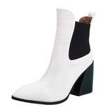 Women's Solid Color Ankle Boots Slip On Anti Slip Pointed Toe Casual Block Boots