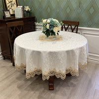 European Style Floral Round Tablecloth Elegant Table Cloth Cover Wedding Decor