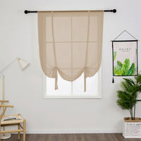 Tie Up Window Curtains, Sheer Window Drapes,Short Curtain Scarf,Cafe Kitchen Curtain Valance,Rod Pocket Curtain Panel