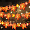 LED Maple Leaf & Pumpkin Twinkle Lights Indoor Fairy String Light Fall Garland Lights Decor for Halloween Christmas Indoor Outdoor Garden