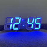 3D Digital Wall Clock LED Desk Alarm Clock Timer Snooze 12/24 Hour Display Digital Clock Night Wall Clock with Temperature Display, USB Charge