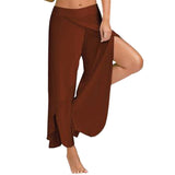 Women Electric Waist Baggy Harem Pants Hippie Yoga Gym Pants Trousers High Slit
