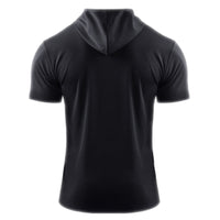 Mens Hooded Short Sleeve Casual Tops Shirts Slim Muscle Blouse Pullover