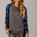 Plus Size Women Casual Long Sleeve Plaid Check T Shirt Ladies V Neck Tops Blouse