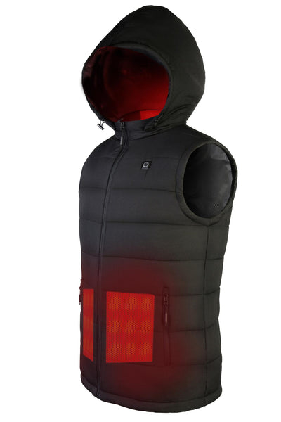 Men's Lightweight Warm Jacket Graphene USB Heated Vest Coat With Removable Hood