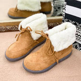 Womens Plush Lined Warm Ankle Boots Winter Snow Boots Short Booties Lace Up Casual Soft Shoes