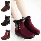 Womens Winter Snow Boots Plush Lined Anti-Slip Ankle Booties Flat Shoes with Zip