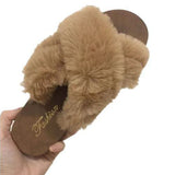 Womens Plush Soft House Slippers Non-Slip Slip on Open Toe Cozy Slides Shoes