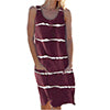 Women Striped Beach Slip Skirt Knee Length Sleeveless Round Neck Dress Plus Size