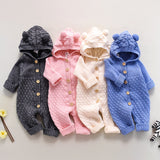 Baby Romper Knitted Toddler Jumpsuit Cute Playsuit Hoodie Boys Girls Keep Warm