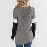 Women's Color Block Casual Loose Hooded Neck Long Sleeve Winter Pullover Hoodie