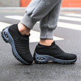 Women's Sock Sneakers Mesh Air Cushion Platform Walking Slip on Shoes Size 4.5-10