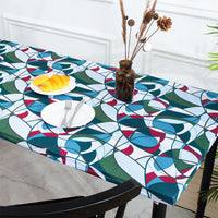 Elastic Fitted Rectangle Tablecloth Polyester Printed Table Cover Dust-Proof Washable Dining Tablecloth for Banquet, Wedding, Party