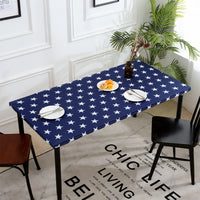 Elastic Fitted Rectangle Tablecloth Polyester Printed Table Cover Dust-Proof Washable Dining Tablecloth for Banquet, Wedding, Party