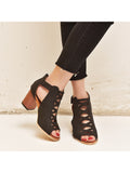 Women's Fashion Peep Toe Sandals Wear-Resisting Hollow Buckles Summer Shoes