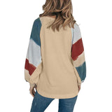 Women Casual Long Sleeve Colorblock T Shirt Blouse Loose Pullover Tunic Tops Tee