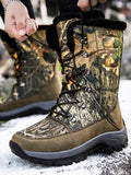 Mens Winter Snow Boots Camouflage Keep Warm Lace Up Outdoor Hiking Mid Calf Booties Anti Slip