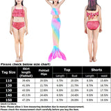 Kids Girls 3Pcs Mermaid Tail Swimming Bikini Set Swimwear Swimmable Costumes Kit