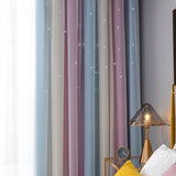 Romantic 2-layer Tulle+Blackout Gradient Curtain Floor Starry Stars Girls Kids Bedroom Decor