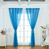 Stars Printed Tulle Sheer Curtain Transparent Window Drapes Voile Valance Decor