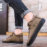 Men's Casual Lace Up Shoes Low Top Breathable Shoes Round Toe Flat Comfortable
