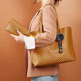 Women PU Leather Tote Shoulder Bag Handbag Satchel Purse With Clutch Bag Pom Pom