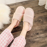 Women's Solid Color Flats Warm Round Toe Closed Toe Magic Tape Warm Casual Shoes