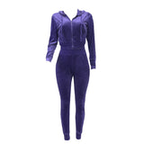 Womens 2Pcs Tracksuit Set Leggings Pants Long Sleeve Hoodie Zip Tops Outfits Set