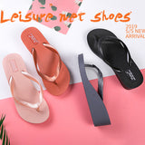 Women's Beach Wedge Flip Flops Slippers Solid Color Open Toe Breathable Shoes