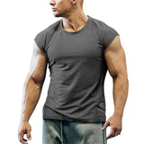 Men's Crew Neck Tops Gym Bodybluilding Fitness Muscle T-Shirt Loose Pullover