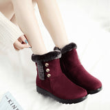 Womens Winter Snow Boots Plush Lined Anti-Slip Ankle Booties Flat Shoes with Zip