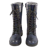 Womens Mid Calf Combat Boots Round Toe Lace up Low Heel Casual Motorcycle Shoes