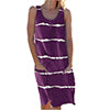 Women Striped Beach Slip Skirt Knee Length Sleeveless Round Neck Dress Plus Size