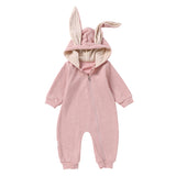 Kids Baby Unisex Solid Color Warm Hoodie Jumpsuit Romper Bodysuit Zipper Closure