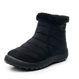 Womens Solid Color Round Toe Slip On Ankle Boots Warm Lightweight High Top Shoes