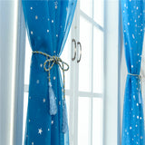 Stars Printed Tulle Sheer Curtain Transparent Window Drapes Voile Valance Decor
