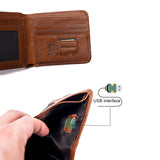 Anti-Lost Wallet GPS Locator Purse Alarm Cowhide Leather Card Holder Bluetooth