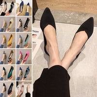 Womens Slip On Pumps Shoes Loafers Chunky Heels OL Dress Party Shoes Pointed Toe