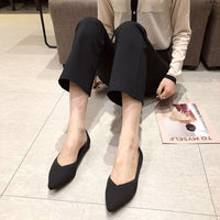 Womens Slip On Pumps Shoes Loafers Chunky Heels OL Dress Party Shoes Pointed Toe