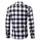 Men Casual Check Plaid Printed Long Sleeve Shirt Tops Blouse Button-Down Pocket