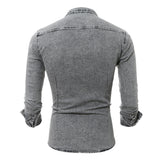 Men's Casual Long Sleeve Denim Shirt Tops Blouse Overshirts Button-Down Pockets