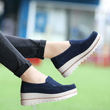 Women Suede Loafers Moccasins Pumps Slip On Wedge Casual Shoes Height Increase