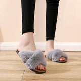 Womens Plush Soft House Slippers Non-Slip Slip on Open Toe Cozy Slides Shoes