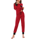Women's Pajama Set Sleepshirt Long Sleeve Tops Pants Trousers Nightwear Homewear