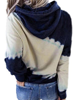 Women Casual Loose Hoodie Tie Dye Print Hooded Long Sleeve Sweater Pullover Tops